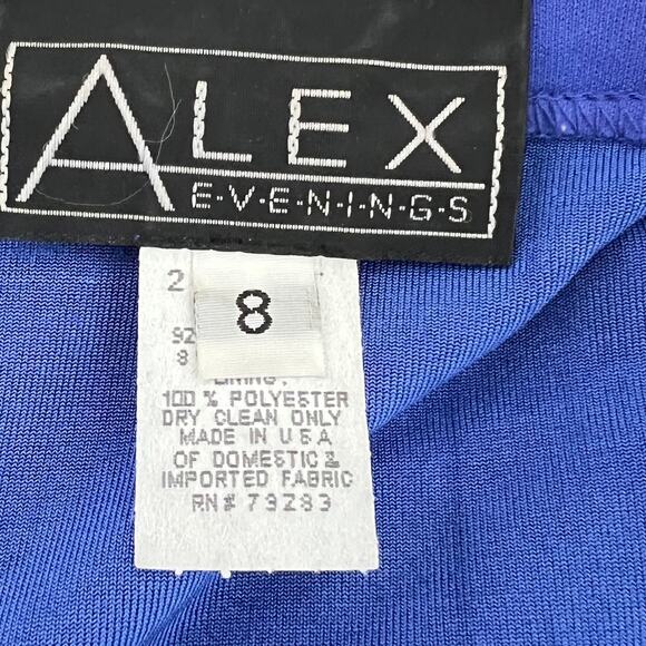 Alex Evenings Womens 2 Pc Maxi Dress Sz 8 Blue Sparkle Tank Jacket Formal flaws - Picture 8 of 12